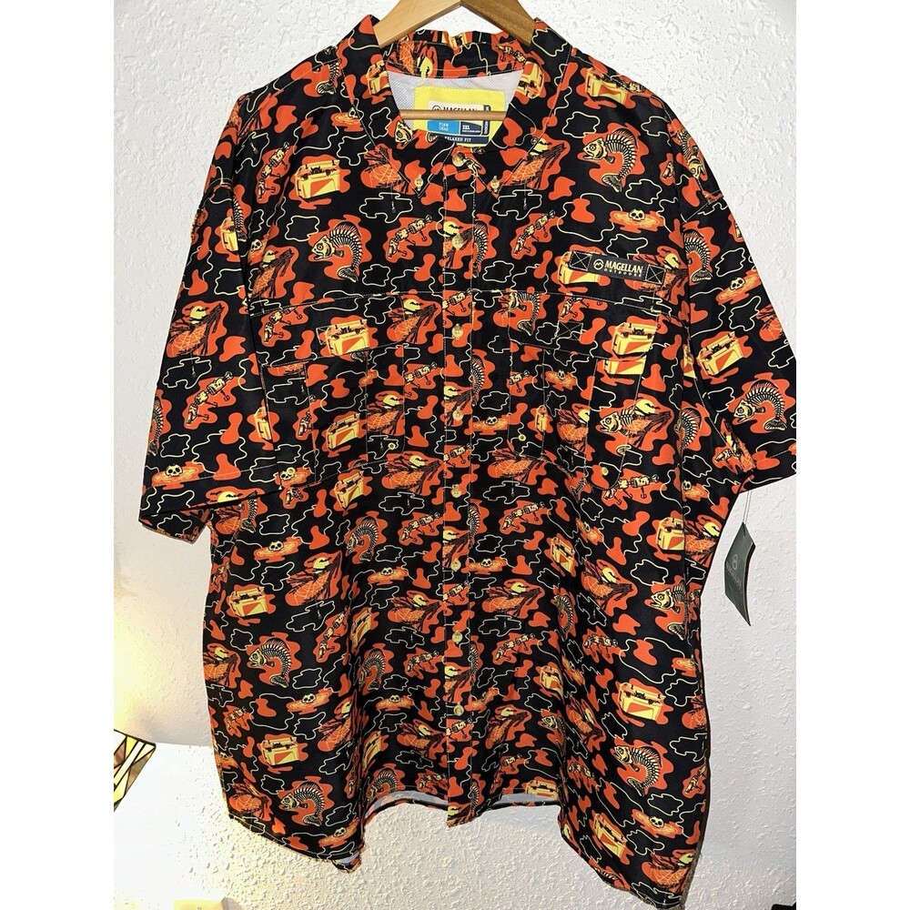 Magellan Halloween Horror Camo Fishing Shirt Men's 3XL Outdoors Spooky Light NEW